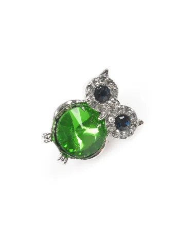 Brosa martisor bufnita cu piatra verde
