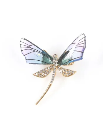 Brosa martisor fluture auriu cu aripi colorate