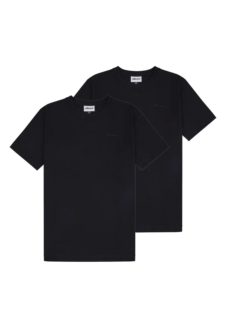 Set de tricouri din bumbac cu model uni - 2 piese, Negru