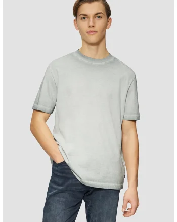 Tricou de bumbac cu decolteu la baza gatului, Verde pal