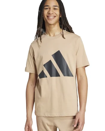 Tricou cu decolteu la baza gatului si imprimeu logo, Negru/Maro camel
