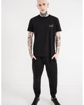 Tricou din bumbac cu logo, Auriu/Negru