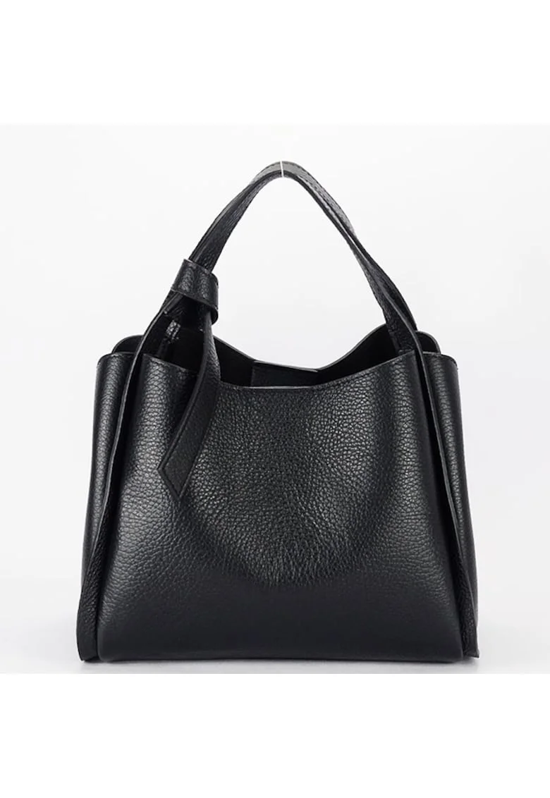 Geanta medie neagra din piele naturala 8905 128 19193, Negru