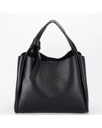 Geanta medie neagra din piele naturala 8905 128 19193, Negru