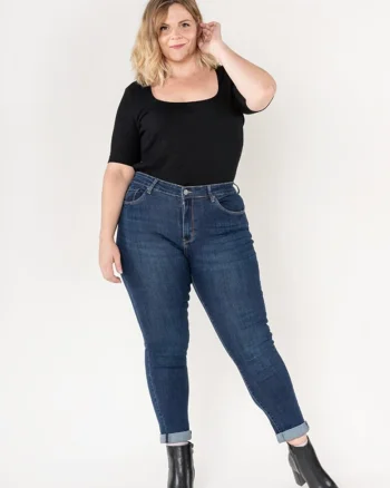 Blugi dama basic marimi mari  albastri P608-9 M10 18761, Albastru
