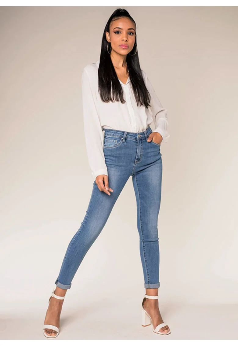 Blugi Dama Albastru Slim  P078-5 M9 19103, Albastru