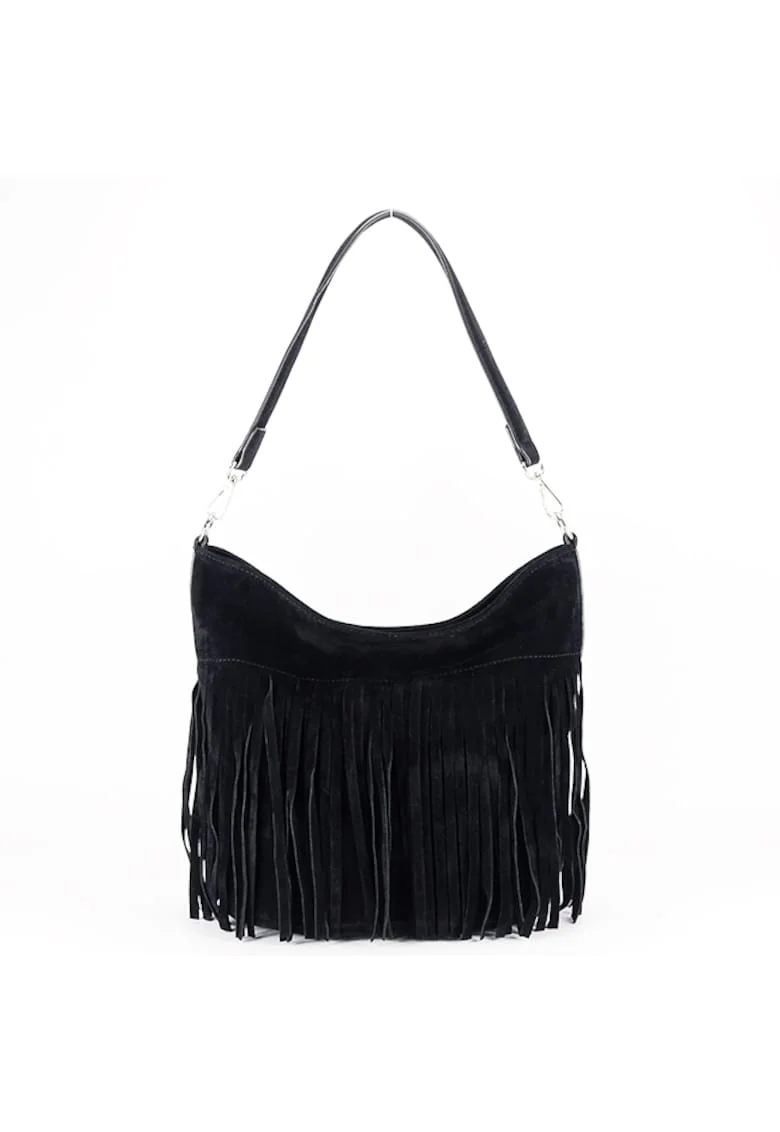 Geanta neagra  cu franjuri F7515 14 18691, Negru