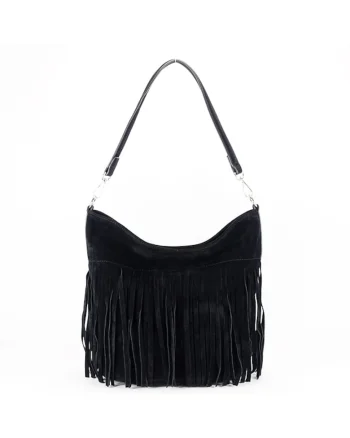 Geanta neagra  cu franjuri F7515 14 18691, Negru