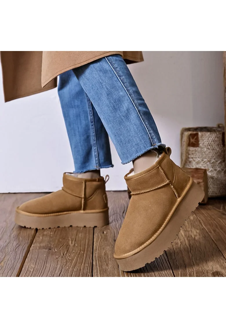 Ghete camel din piele naturala JB1924 118 15688, Bej