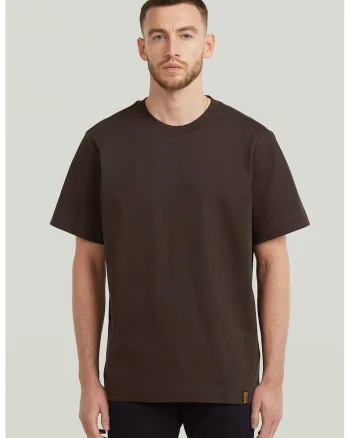 Tricou din bumbac organic cu model uni, Maro inchis