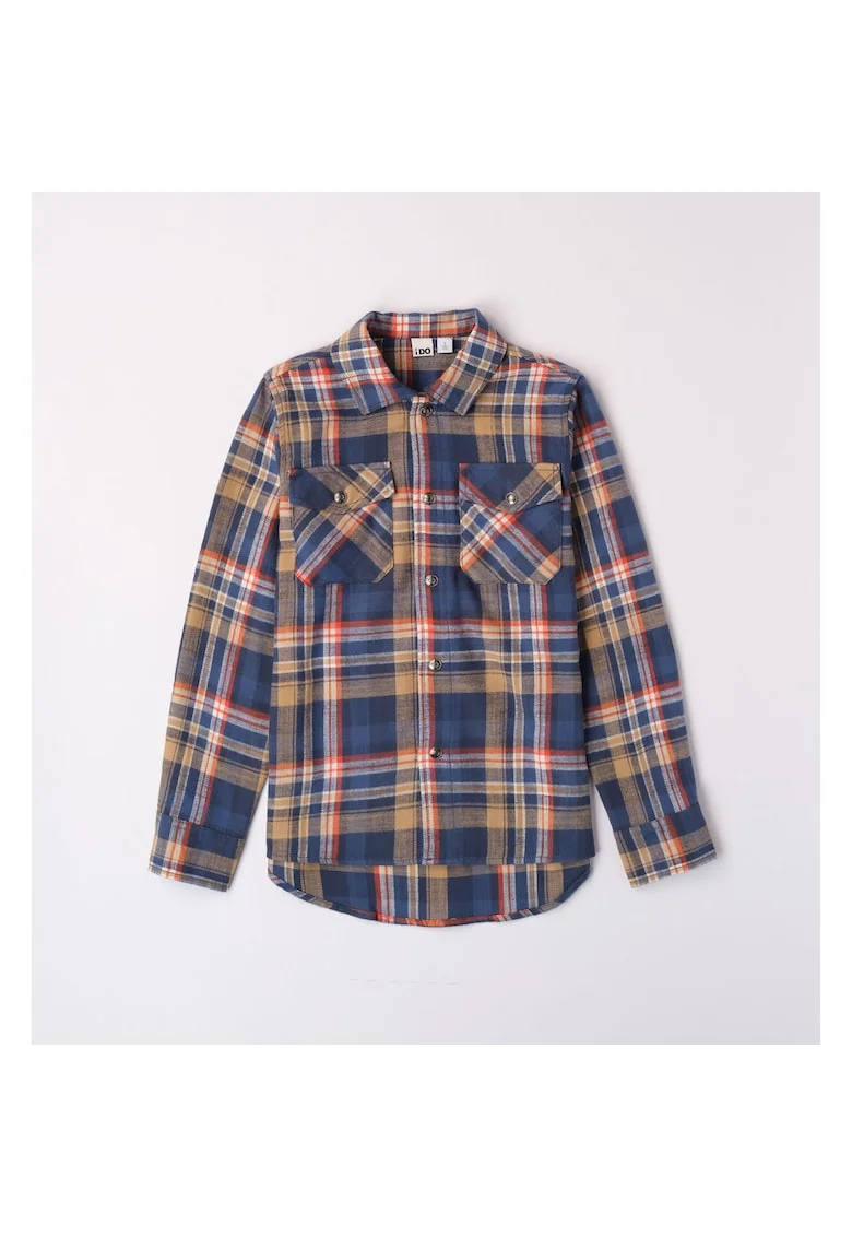 Camasa cu model carouri pentru baiat,  4.7683, Multicolor, Portocaliu/Bej/Multicolor/Albastru