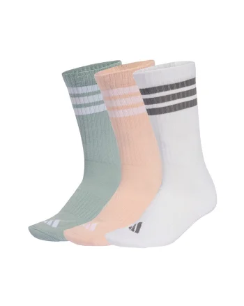 Set de sosete lungi unisex cu striatii - 3 perechi, Alb/Piersica/Verde sparanghel