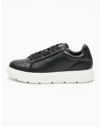 Pantofi sport low-cut din piele cu strasuri Bold, Negru