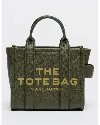 Geanta tote mica din piele, Verde inchis