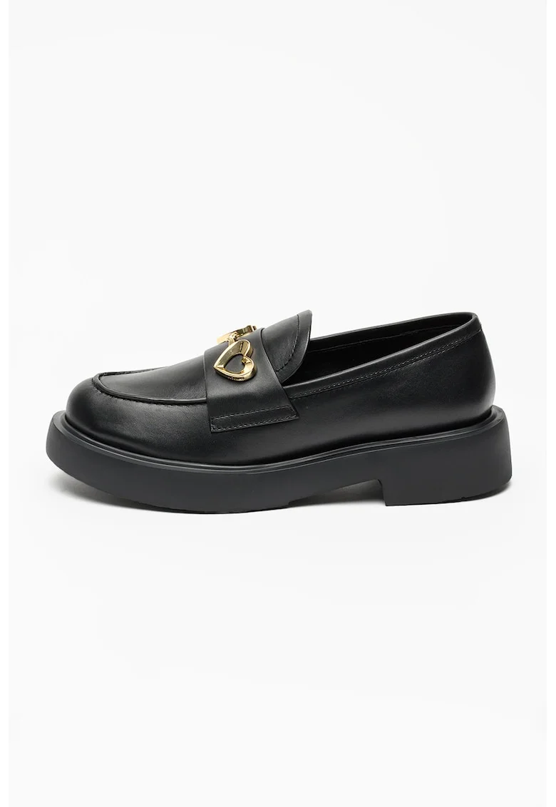 Pantofi loafer din piele cu detaliu metalic City, Auriu/Negru