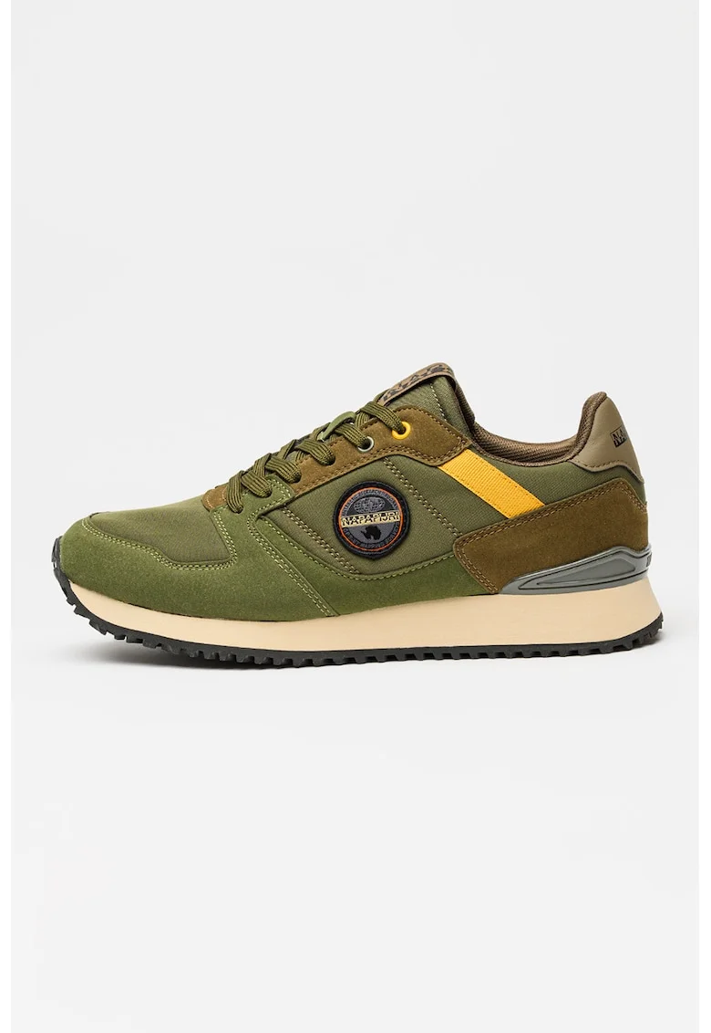Pantofi sport cu insertii din material textil Cosmos, Maro/Verde masliniu inchis