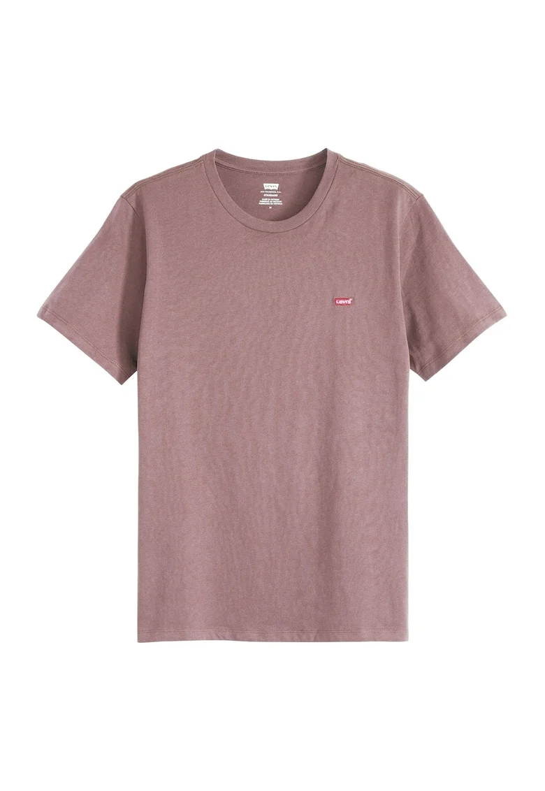 Tricou din bumbac cu decolteu la baza gatului, Roz