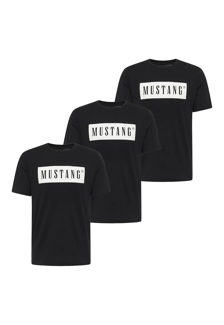 Set de tricouri din bumbac organic cu logo - 3 piese, Negru