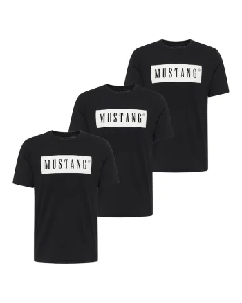 Set de tricouri din bumbac organic cu logo - 3 piese, Negru