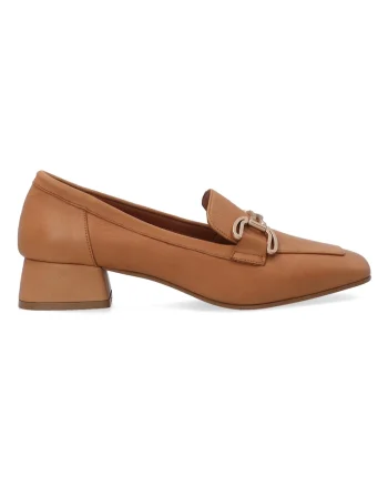 Pantofi loafer din piele, cu toc masiv