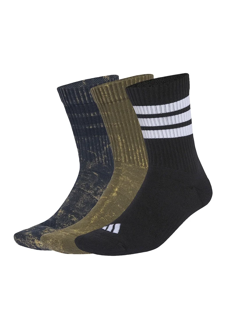 Set de sosete lungi unisex cu aspect decolorat - 3 Perechi, Negru/Verde masliniu/Bleumarin
