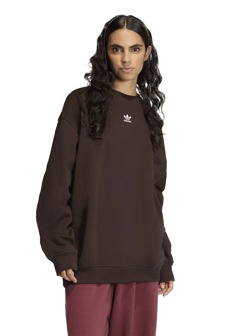 Bluza de trening supradimensionata cu captuseala calduroasa Essentials, Maro