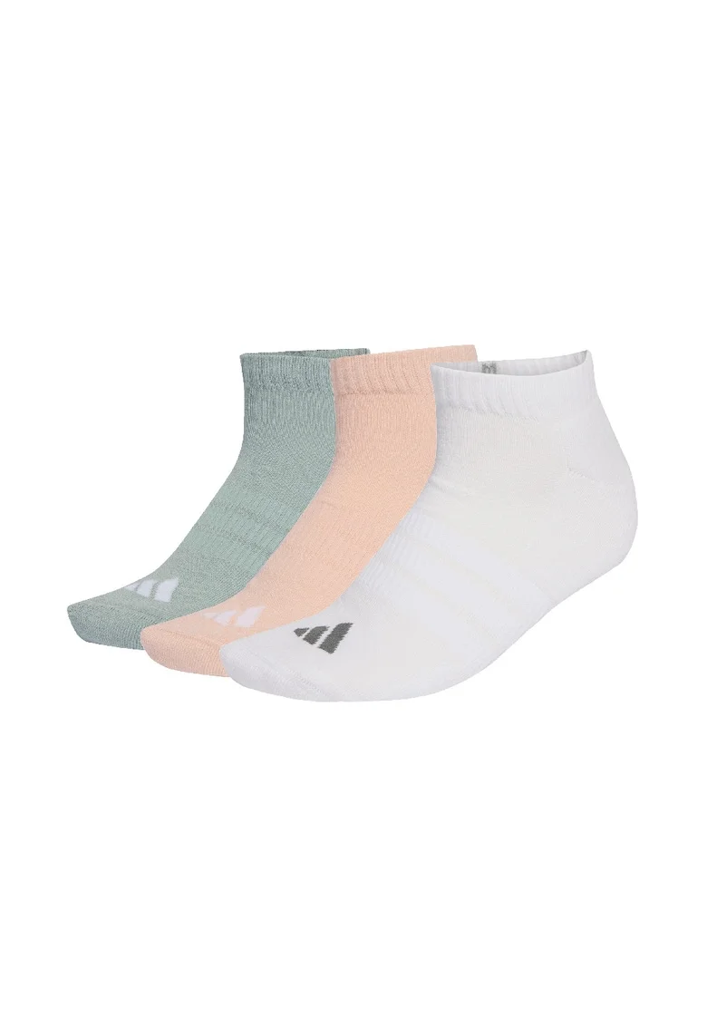 Set de sosete unisex pana la glezna, cu amortizare Essentials - 3 perechi, Alb/Piersica/Verde aquamarin