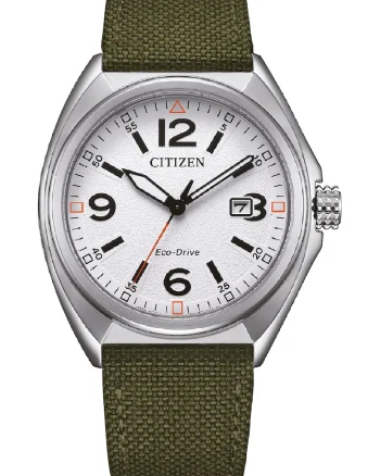 Ceas analog Eco-Drive, Verde maslina