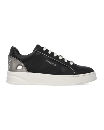 Pantofi sport low-cut din piele Iris, Negru/Alb murdar