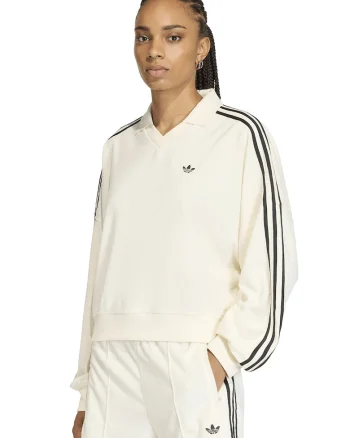 Bluza de trening lejera din material terry si guler ascutit, Negru/Alb murdar