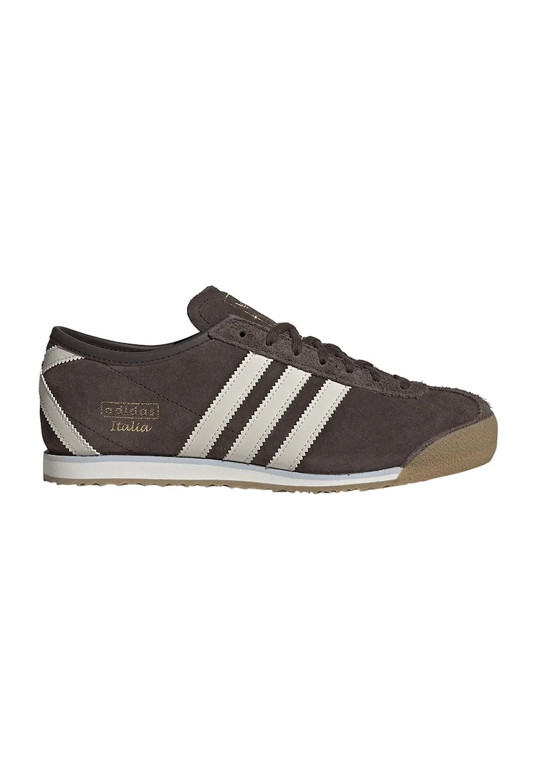 Pantofi sport Italia 70s de piele intoarsa, Alb fildes/Maro