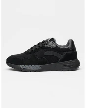 Pantofi sport low-cut de piele intoarsa si plasa, Negru