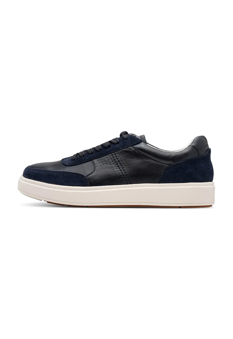 Pantofi sport low-cut de piele cu perforatii, Albastru ultramarin