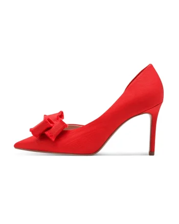 Pantofi stiletto cu aplicatie funda, Rosu vermillion