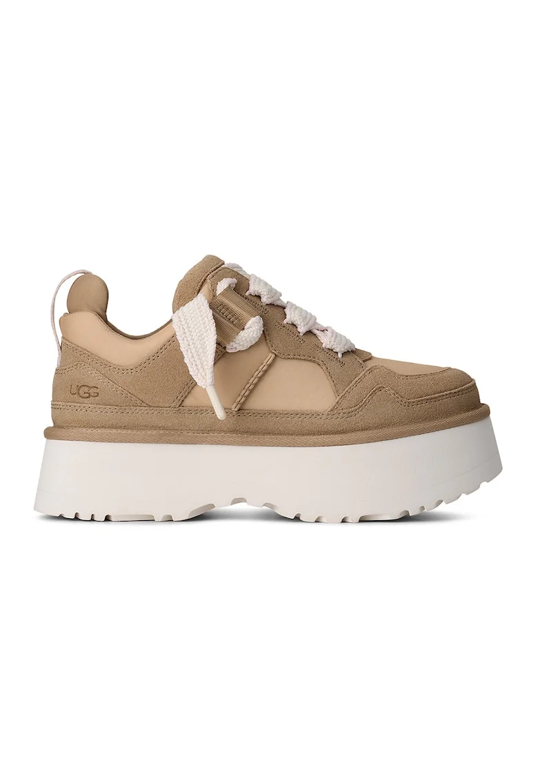 Pantofi sport din piele intoarsa si material textil cu talpa demi-wedge Astromel, Bej