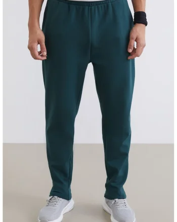 Pantaloni de trening cu croiala regular-fit si model uni, Verde englez