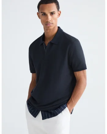 Tricou polo cu model uni, Bleumarin
