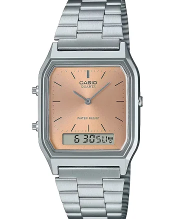 Ceas unisex patrat cu alarma, Argintiu