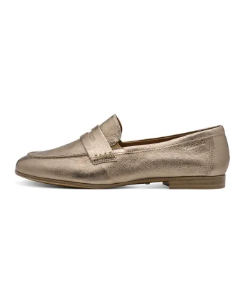 Pantofi loafer din piele cu model uni, Auriu