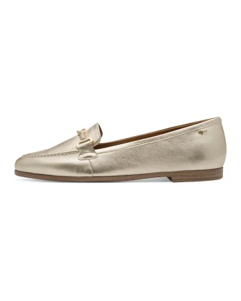 Pantofi loafer de piele cu detaliu metalic, Auriu