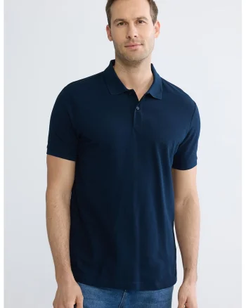 Tricou polo din bumbac, Bleumarin