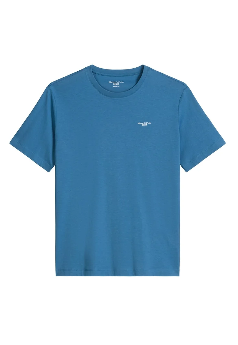 Tricou din bumbac organic cu detaliu cu logo discret, Albastru