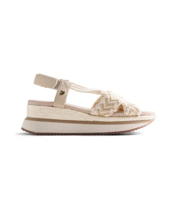 Sandale-espadrile wedge Ugunja, Alb murdar