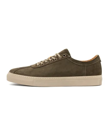 Pantofi casual din piele intoarsa cu sireturi, Kaki inchis