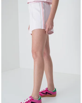 Pantaloni scurti cu talie inalta pentru fitness, Roz pal