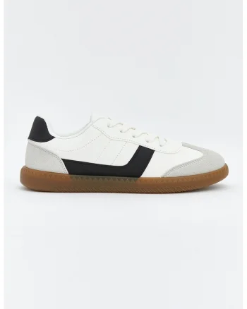 Pantofi sport low-cut cu detaliu contrastant, Negru stins/Caramel/Alb murdar