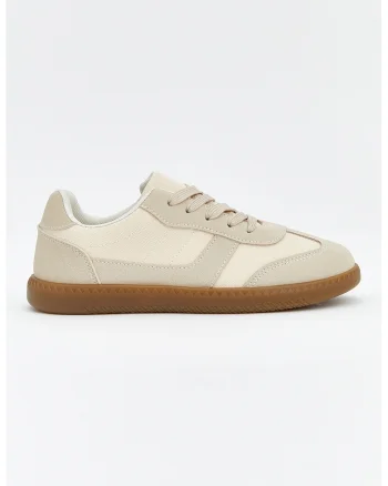 Pantofi sport low-cut din material textil, Bej deschis