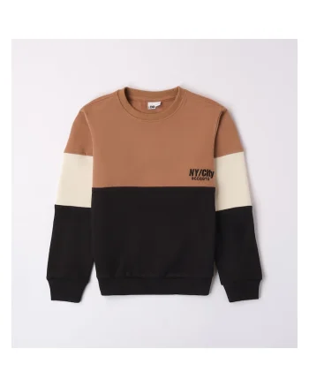 Bluza flausata cu imprimeu pentru baieti,  4.7703, Negru/Maro