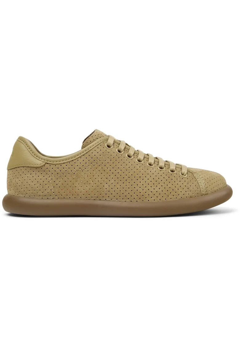Pantofi sport de piele nabuc cu perforatii Pelotas Soller, Maro nisip