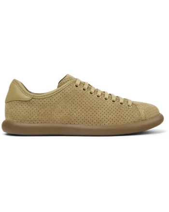 Pantofi sport de piele nabuc cu perforatii Pelotas Soller, Maro nisip